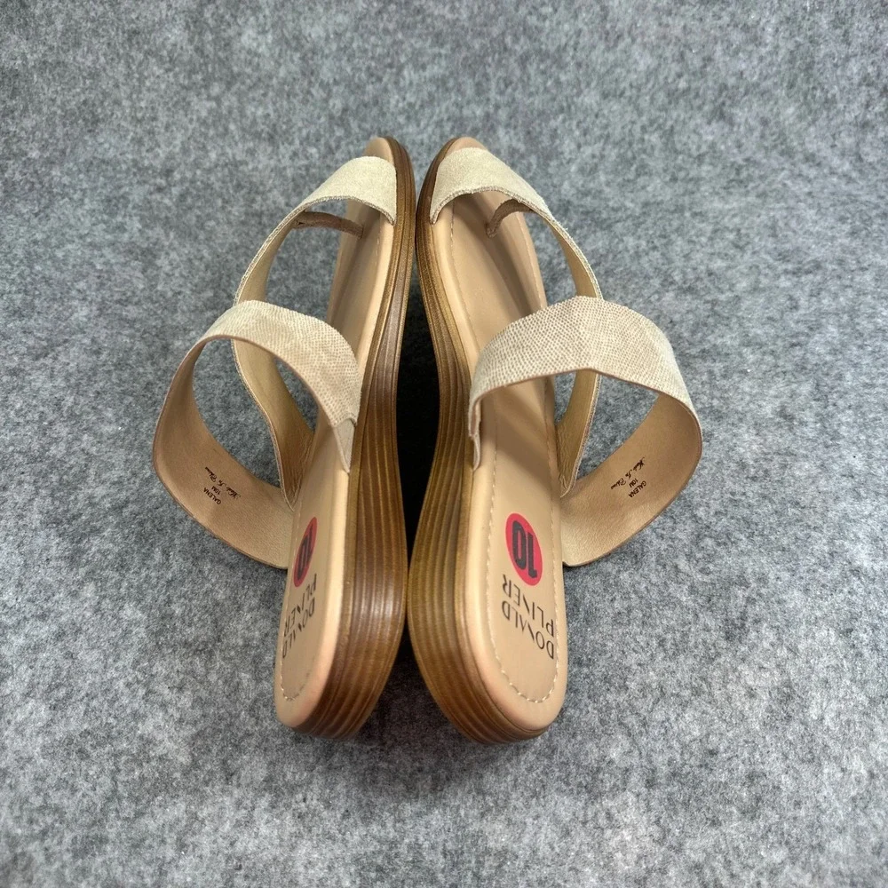 Donald Pliner Galena Womens 10M Sand Suede Elastic Thong Slide Sandals Beige Low